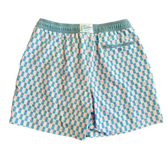 Chubbies Beach Club Men's Large Inseam 5.5" Pink & Blue Small Print Pineapples - Picture 5 of 9